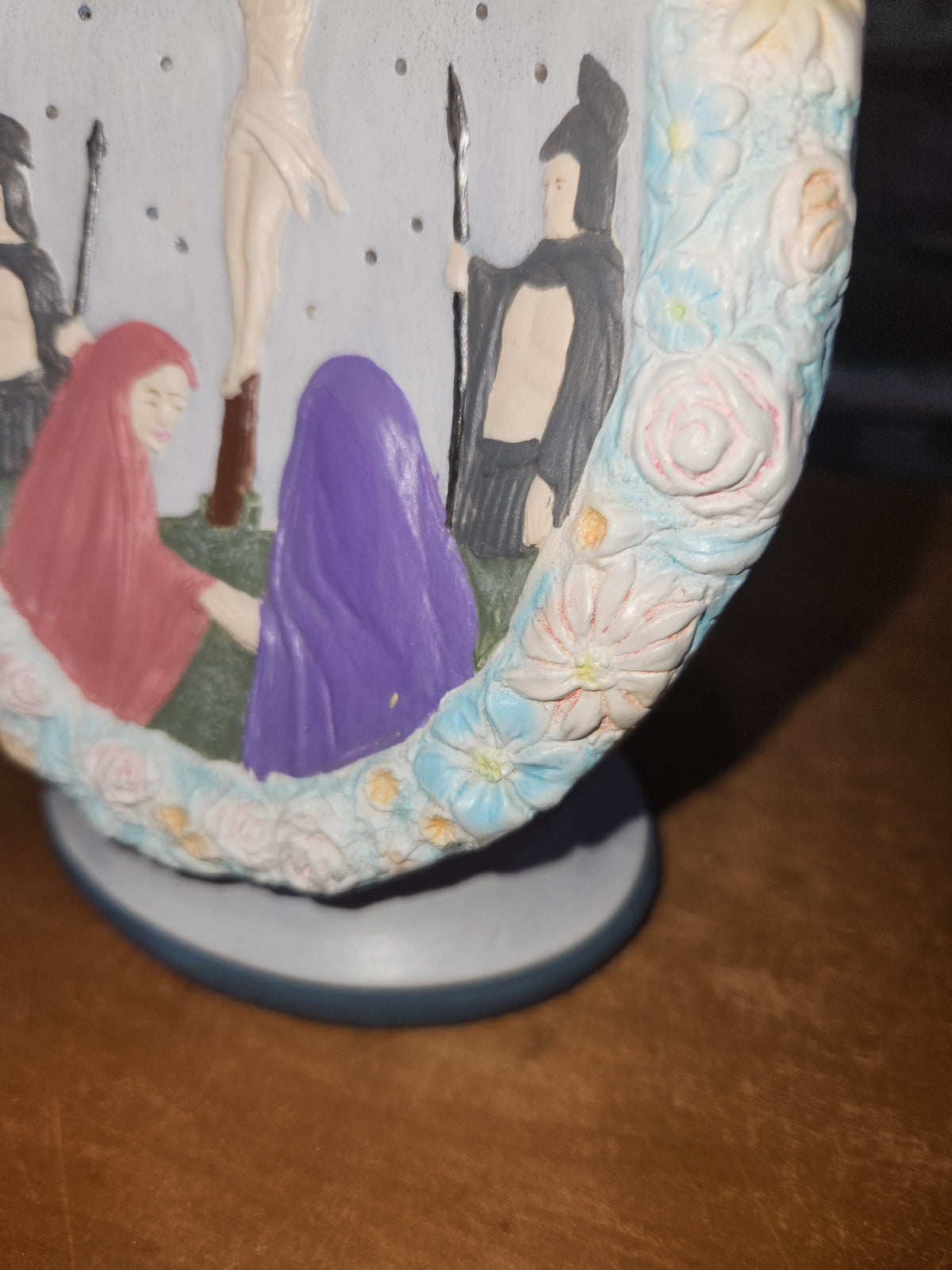 Vintage Ceramic Lamp Jesus Crucifixion Night Light