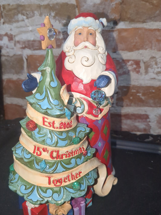 Jim Shore Heartwood Creek 15th Anniversary Santa With Tree Figurine 4059000r