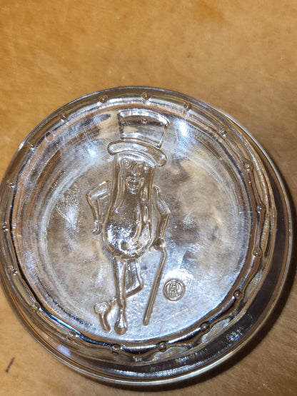Vintage Anchor Hocking Planters Mr. Peanut Clear Glass Jar With Lid 1980s jr091