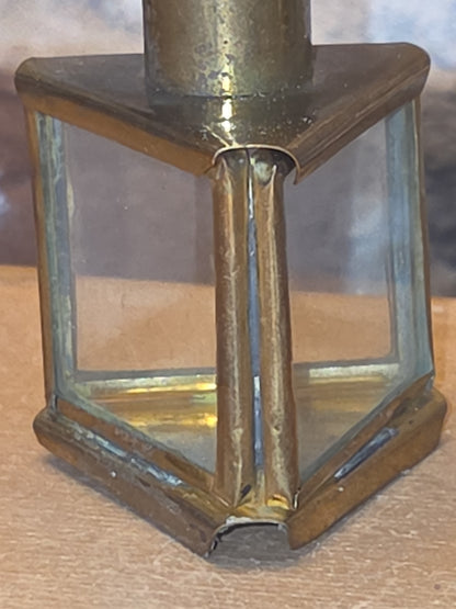Vintage Brass and Glass Lantern Ornament bb81
