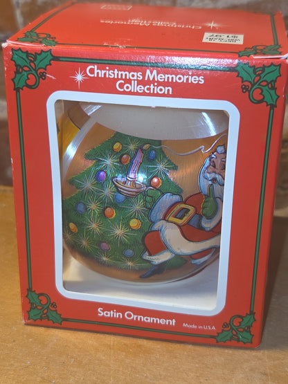 Vintage Satin Christmas Ornament Santa Tree Bag of Toys 1996