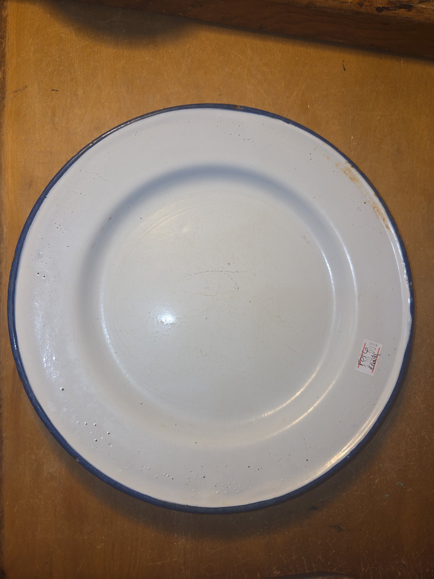 Vintage Set of 6 White Blue Enamel Plates AS IS ena91