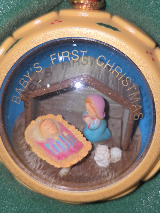 Vintage Russ Christmas Collectibles Ornament Baby’s First Christmas Nativity Scene Mary and Jesus 1983
