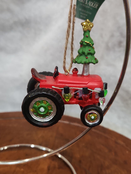 3.25" Red RESIN TRACTOR ORNAMENT ot2