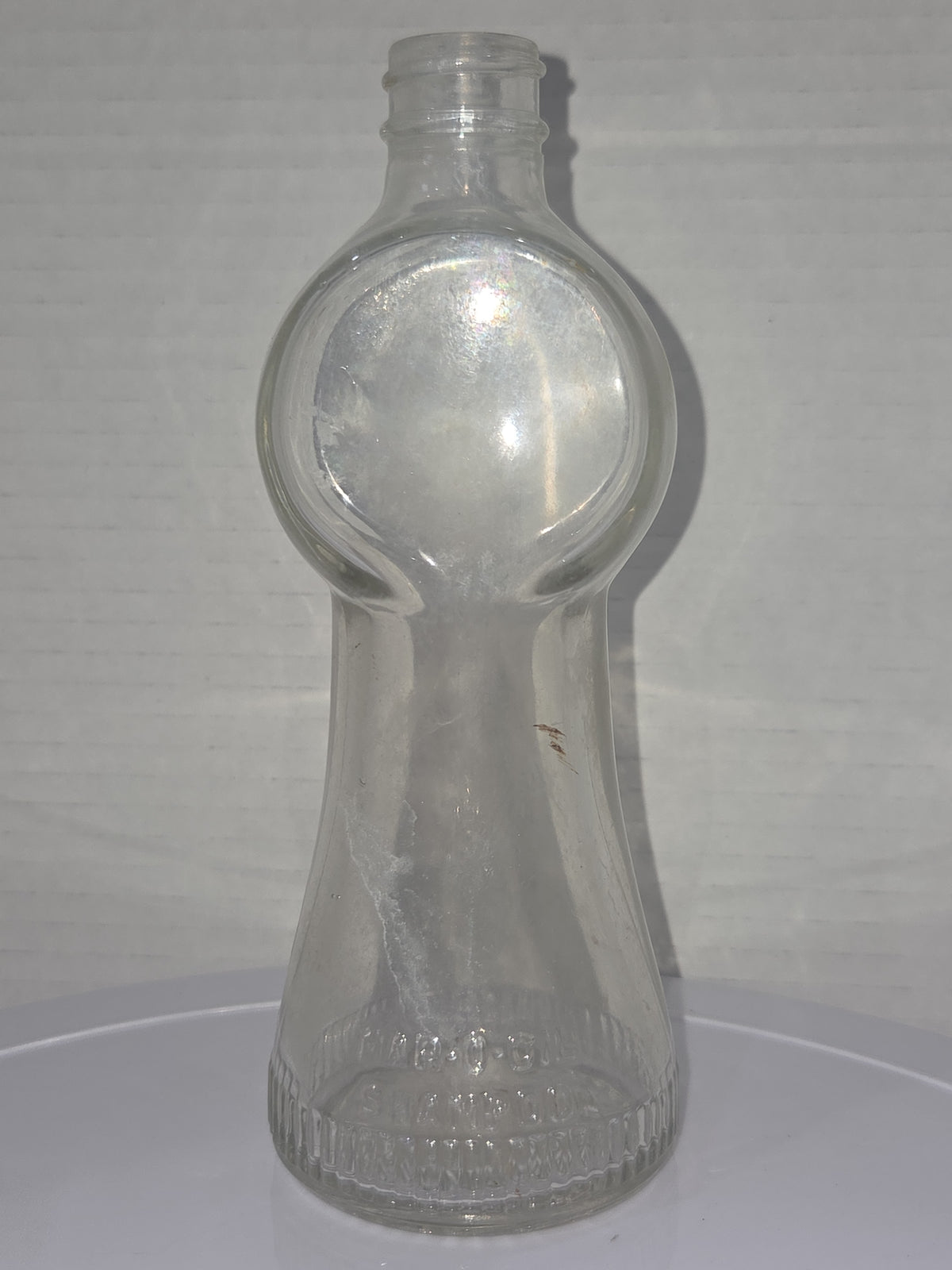 Vintage Empty Marrow's Mar-O-Oil Clear Glass Shampoo Bottle Chicago Ill No Cap vb44