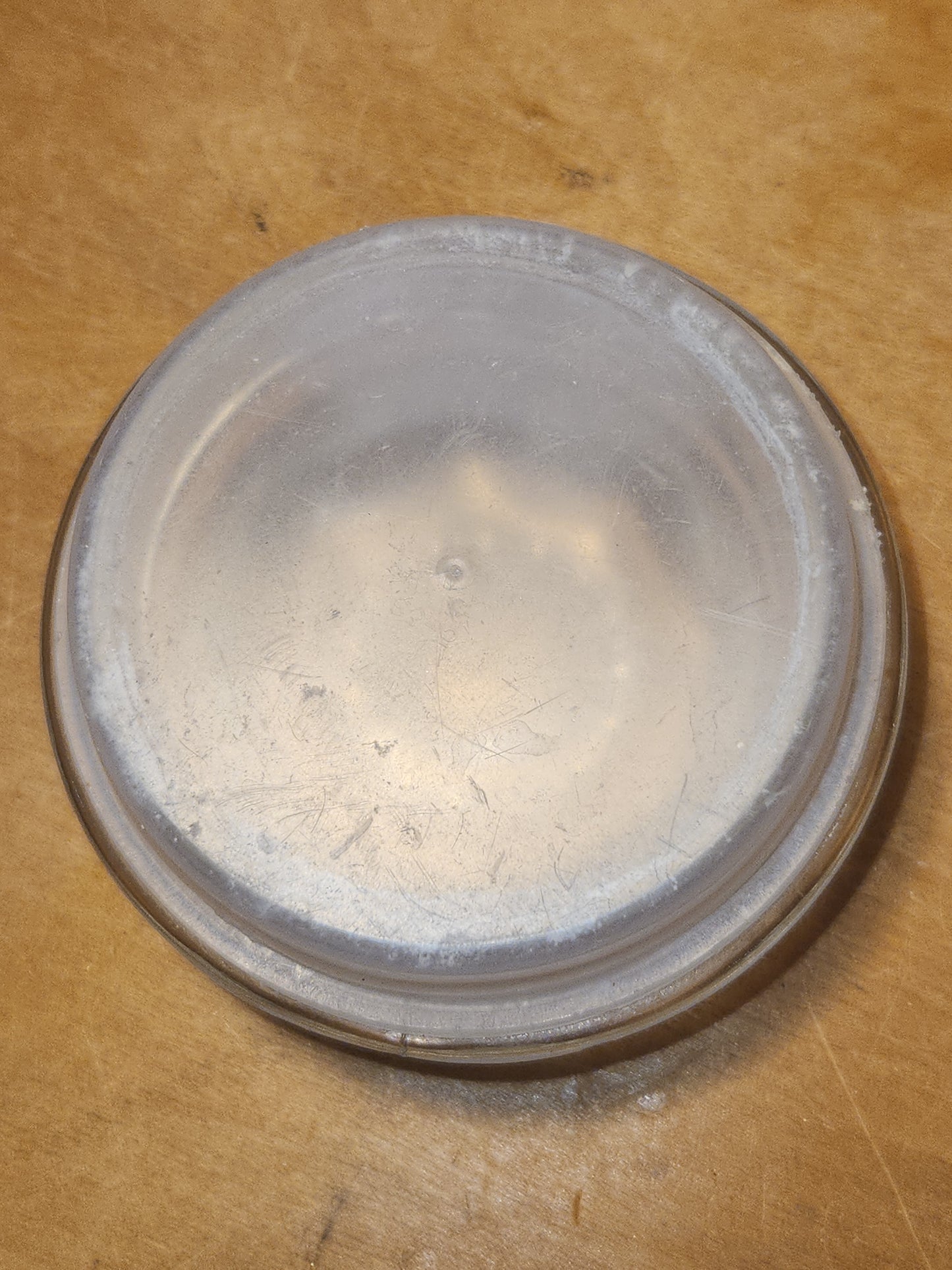 Vintage Clear Glass Square Canister with Sunburst Lid 5 1/4" square sj2
