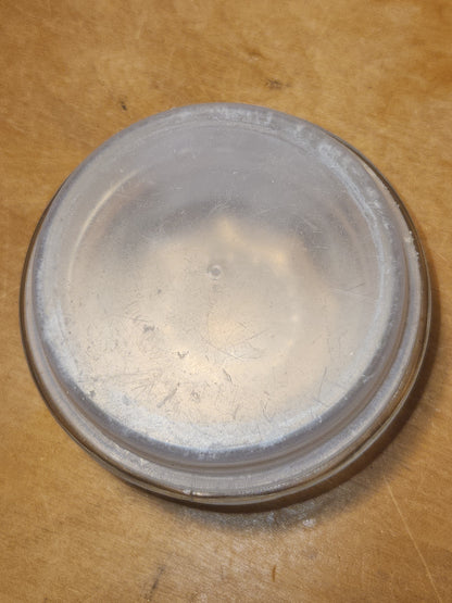 Vintage Clear Glass Square Canister with Sunburst Lid 5 1/4" square sj2
