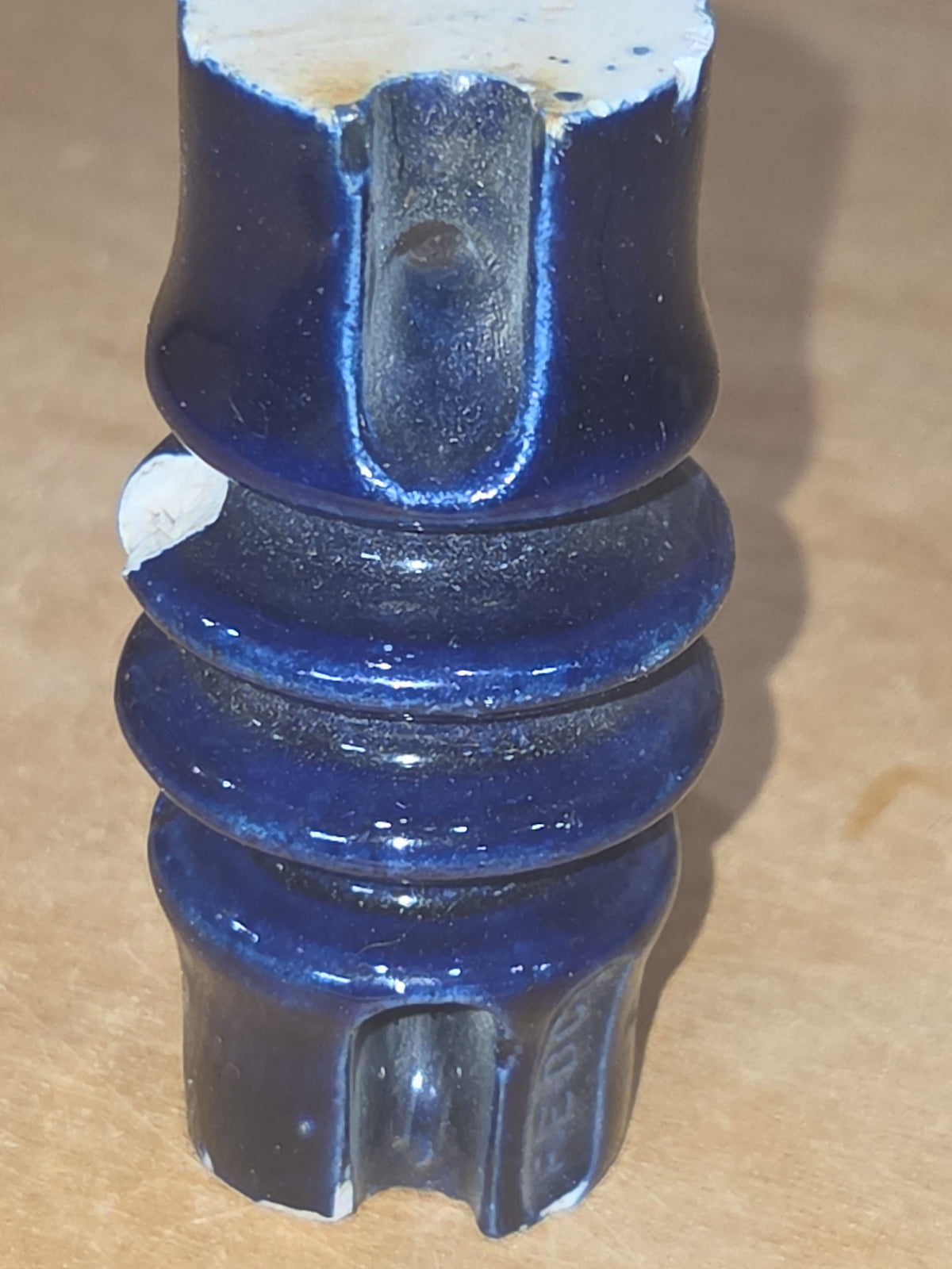 Vintage Fedco Insulator Cobalt Blue For Electrical wiring in homes around 1900 AS IS has Chips in09