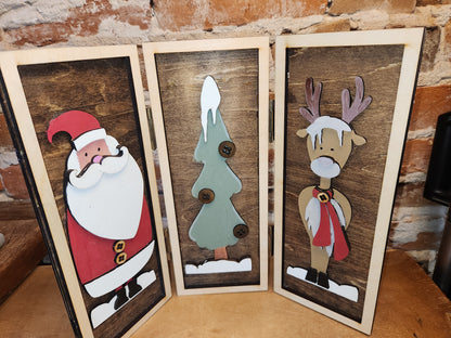Trio Frame Decor Christmas Santa Reindeer 10 1/2"  tt81