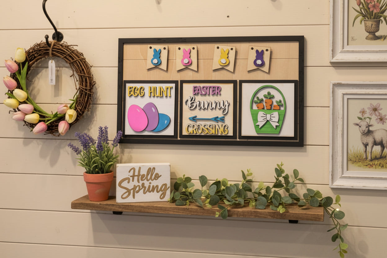 Easter Spring April Insert Kit for Interchangeable Frame Can Fit Arch, Rectangle, or Square Frame FRAMES SOLD SEPARATELY if24