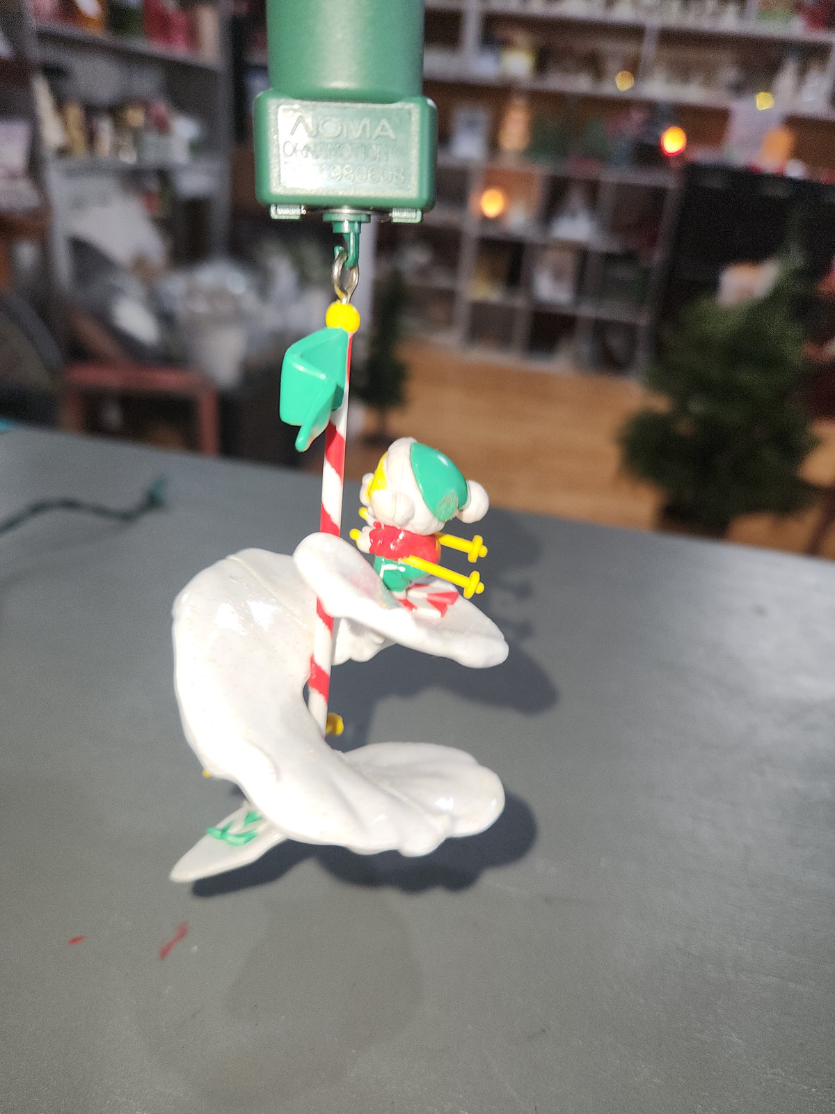 Vintage Noma OrnaMotion Rotating Christmas Ornament Ski Race 1989 With Motor