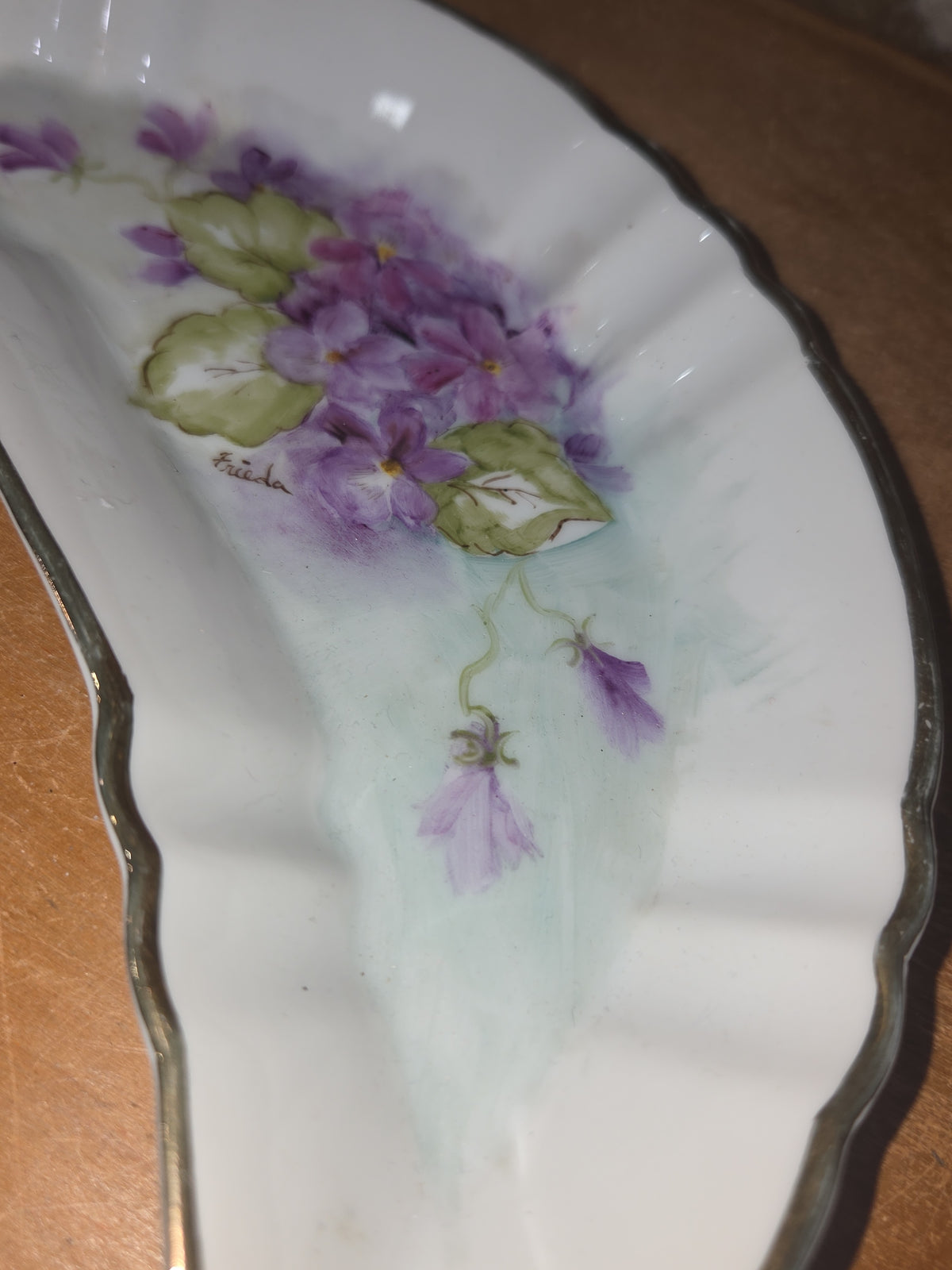 Vintage Lefton China Hand Painted Crescent Beside the Plate Tray G5
