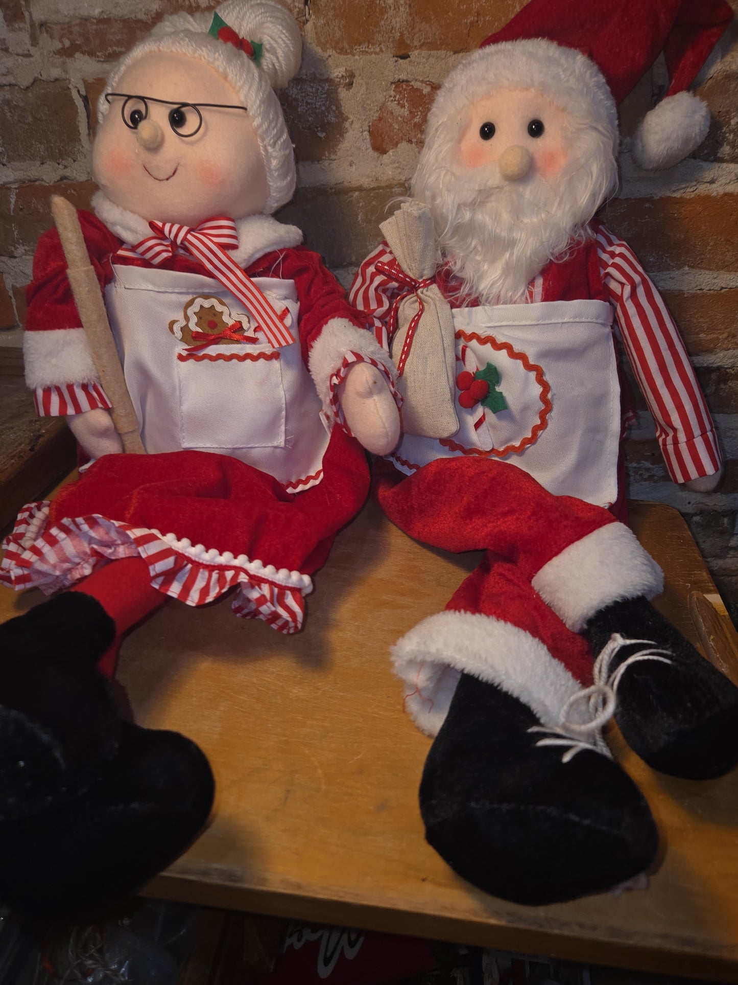 Santa and Mrs. Claus Plush Weighted Bottom Weighted Baking Rolling Pin Flour Hannah's Handiworks hh3