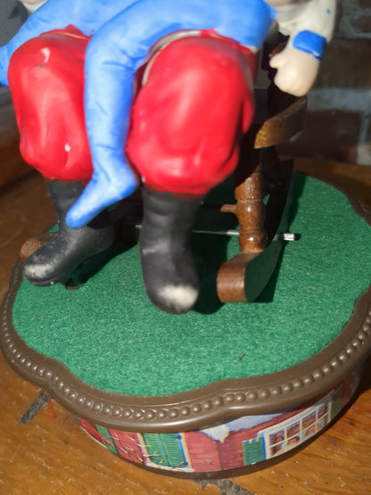 Vintage Jadco Santa and child rocking chair music box.