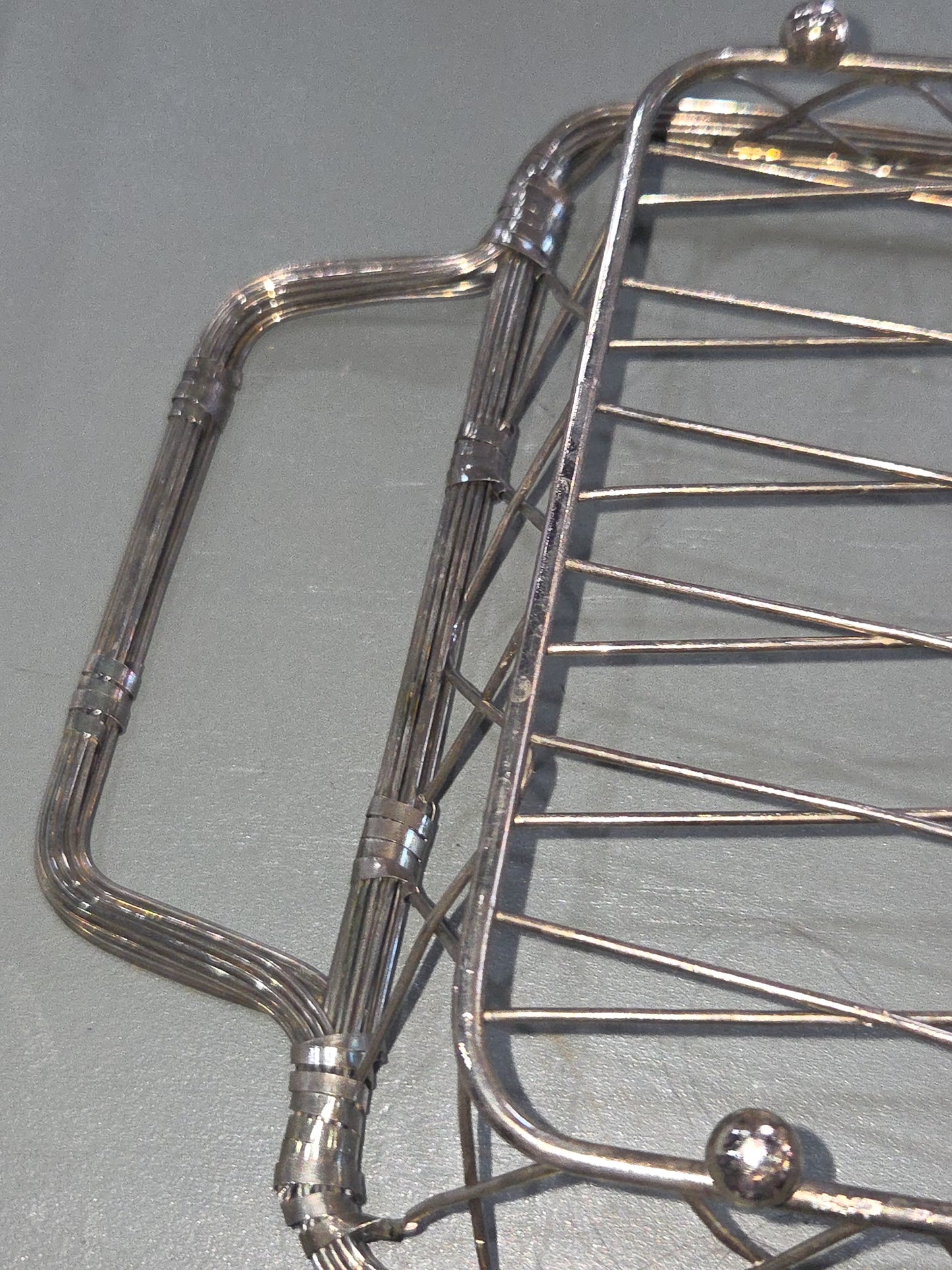 Vintage Woven and Banded Silverplated Wire Rectangle  Basket sp81