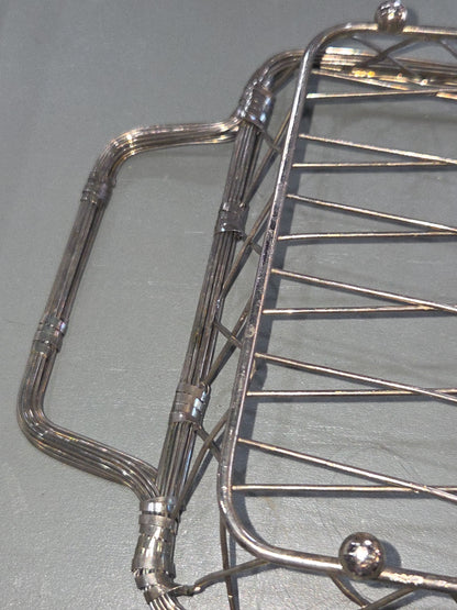 Vintage Woven and Banded Silverplated Wire Rectangle  Basket sp81