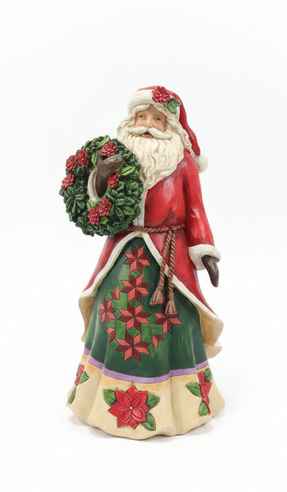Jim Shore Heartwood Creek Flowering Festivity Santa, Poinsettia, Wreath S4046762r