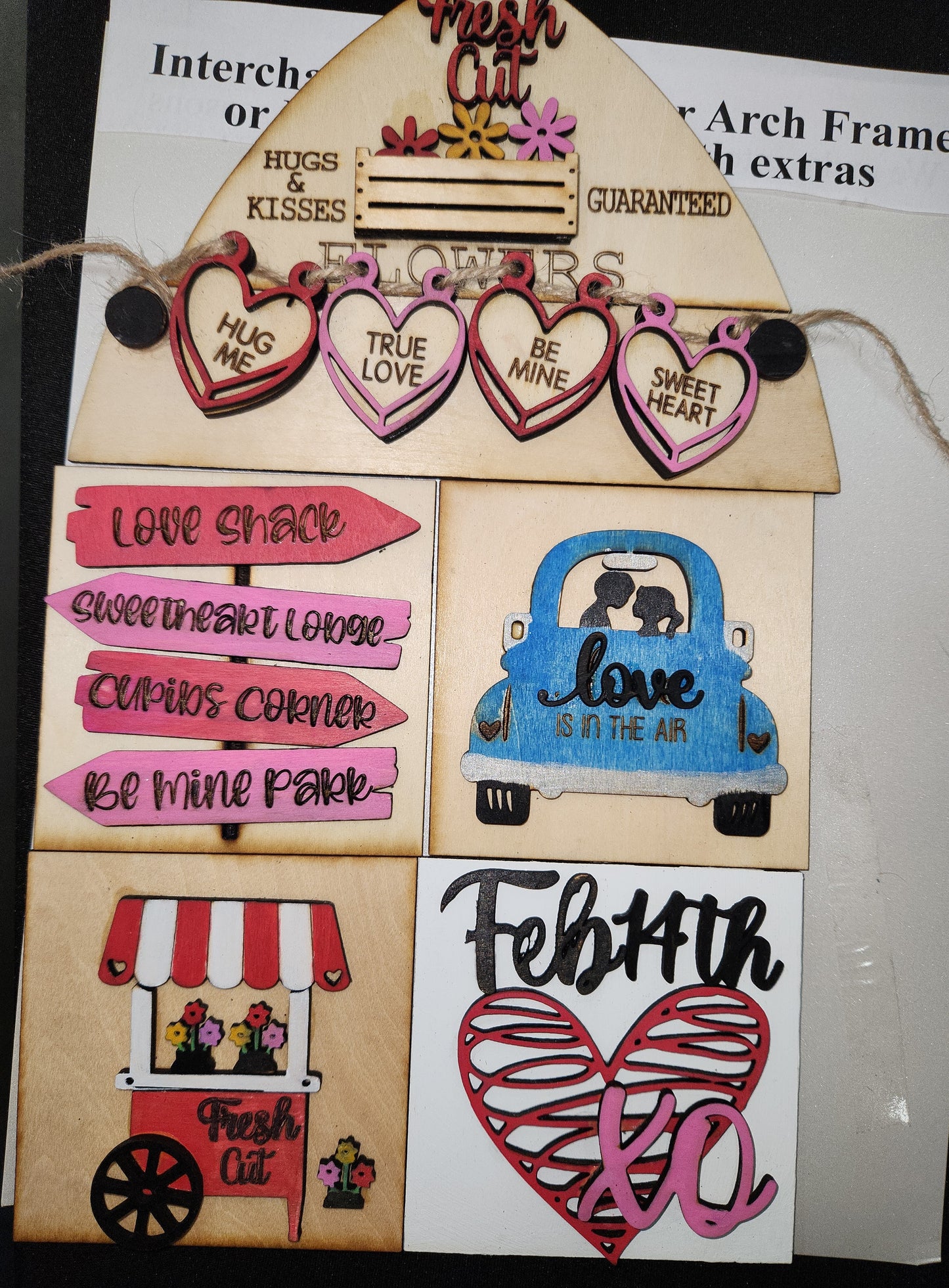 Valentine's Day February Insert Kit for Interchangeable Frame Can Fit Arch, Rectangle, or Square Frame FRAMES SOLD SEPARATELY