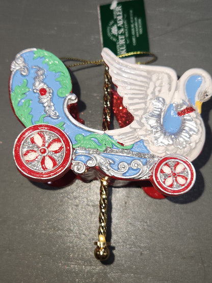 4" Resin Carousel Ornament Swan Chariot co4