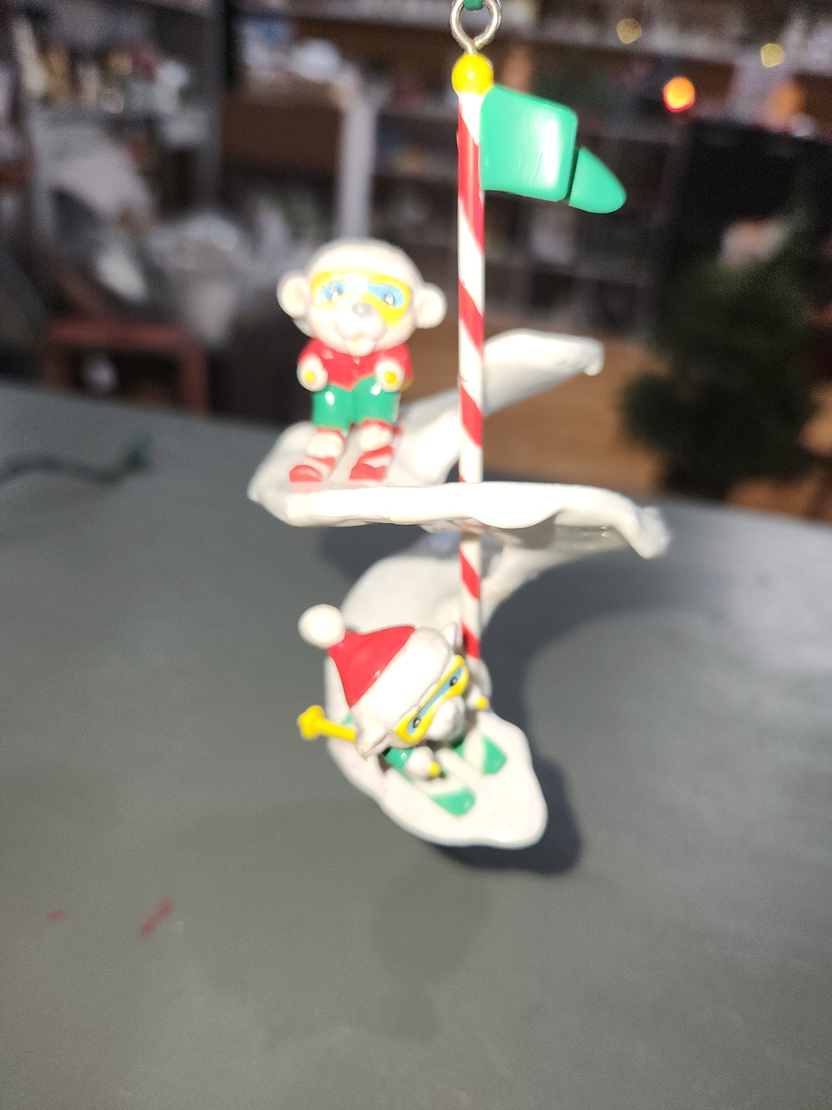 Vintage Noma OrnaMotion Rotating Christmas Ornament Ski Race 1989 With Motor