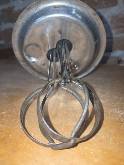 Vintage A & J  Hand Mixer Egg Beater Green Wood Handle kit601