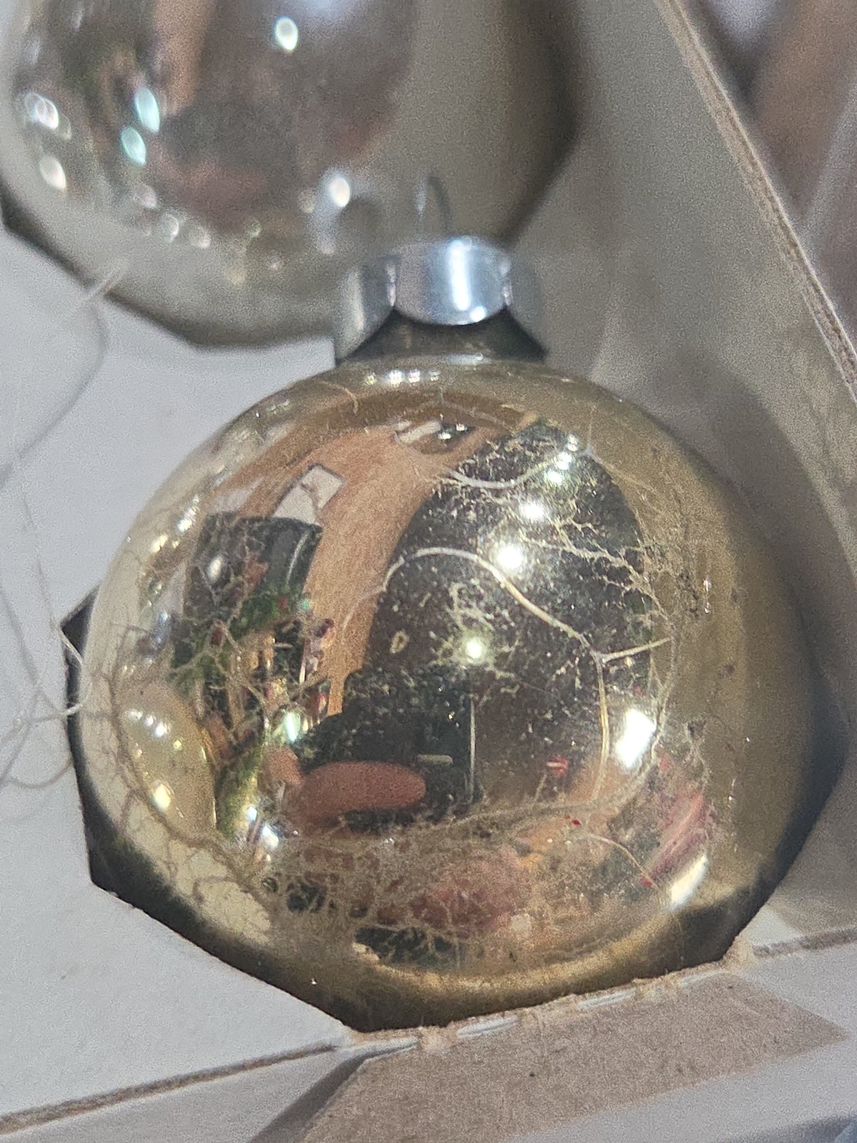 Vintage Pyramid Ornaments Silver set of 12 AS IS bo011