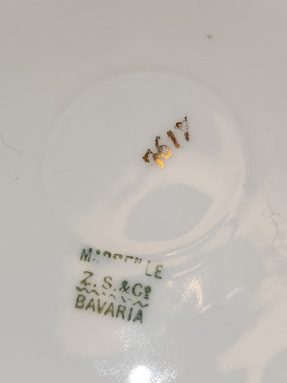 Vintage Marseille Z. C. & Company Bavarian Plate Stamped 7617 Light Burgundy Roses vp9