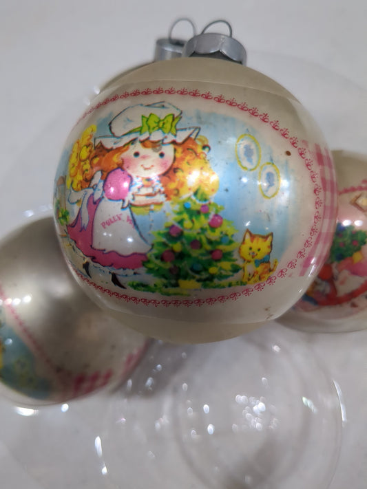 Vintage Coby Polly Pal Glass Christmas Ornaments Set of Three matching and One Not Matching Made in USA As Is vbo76
