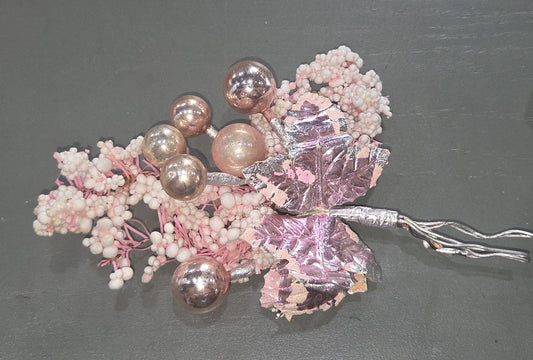 Vintage Mercury Glass Cluster Corsage Pick Pink White Silver mg65