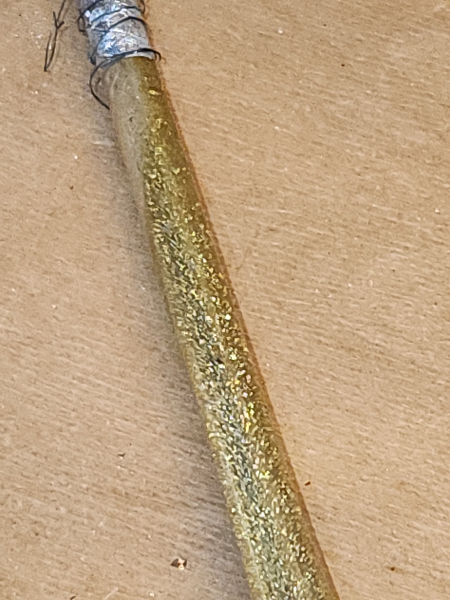 Vintage German or Poland 10” Glass Gold Parasol Ornament Folded Umbrella OO1