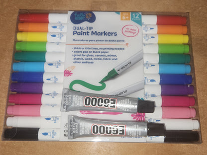 Paint Your Own Kit; Paint Pens and Glue for Tier Tray, Ornaments, Small Sets