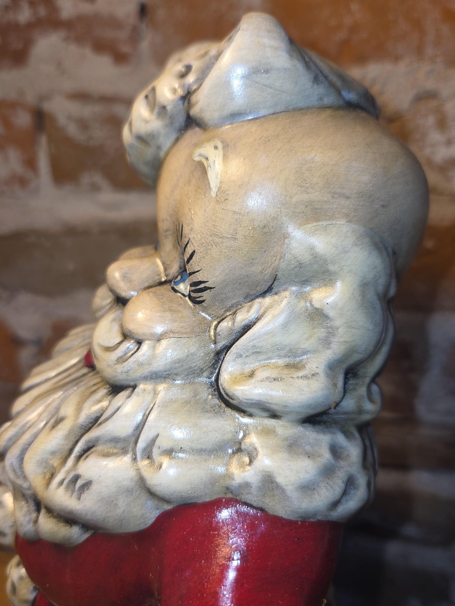 Vintage Royall Mold Ceramic Planter Santa Claus Bell Toy Bag