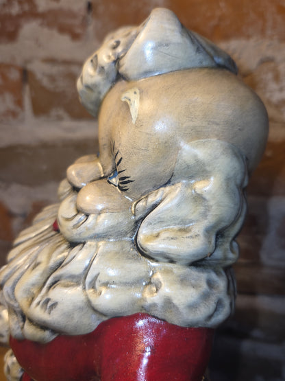 Vintage Royall Mold Ceramic Planter Santa Claus Bell Toy Bag