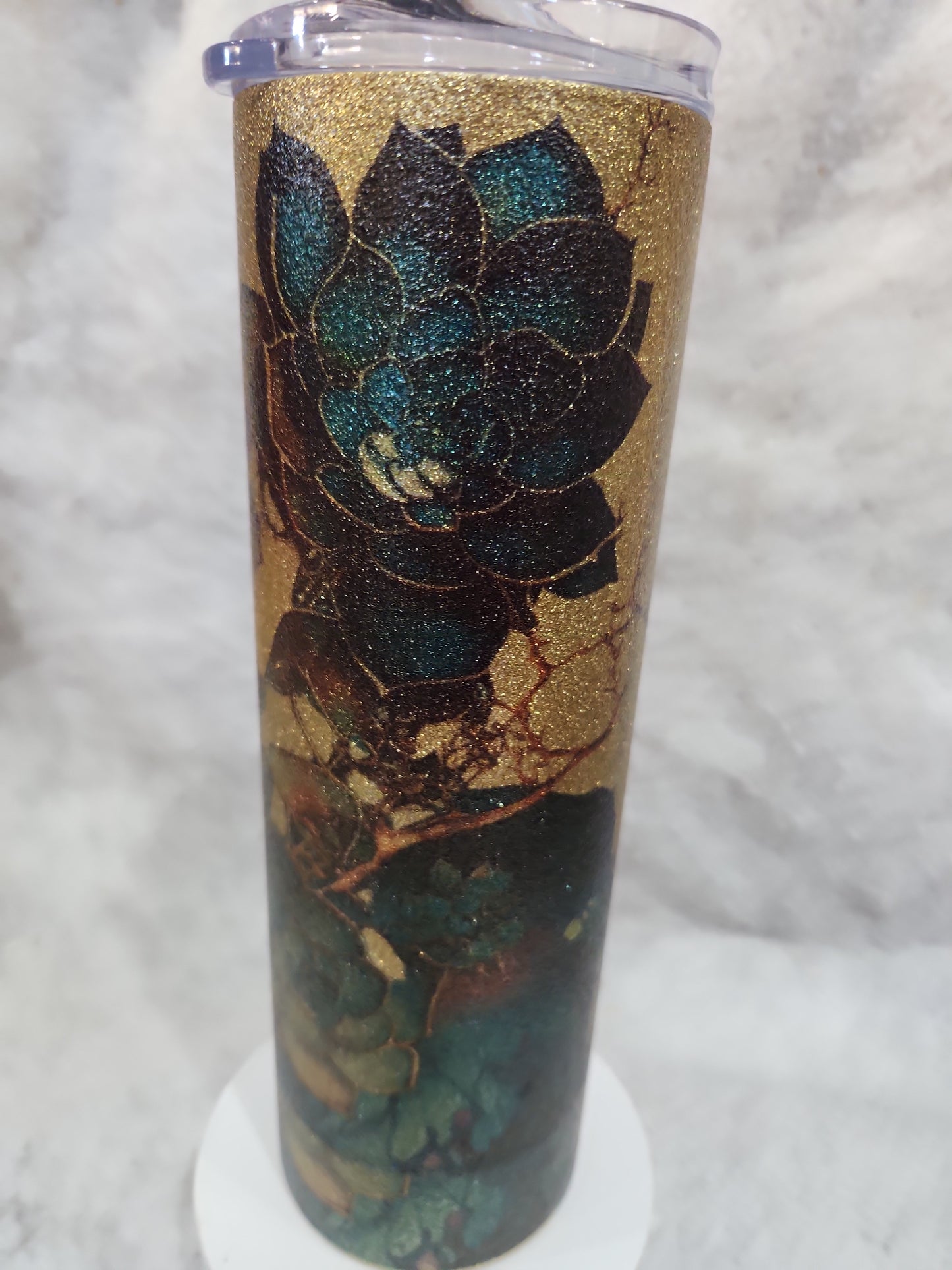 30 Oz Insulated Stainless Steel Glitter Tumbler Succulents 30su