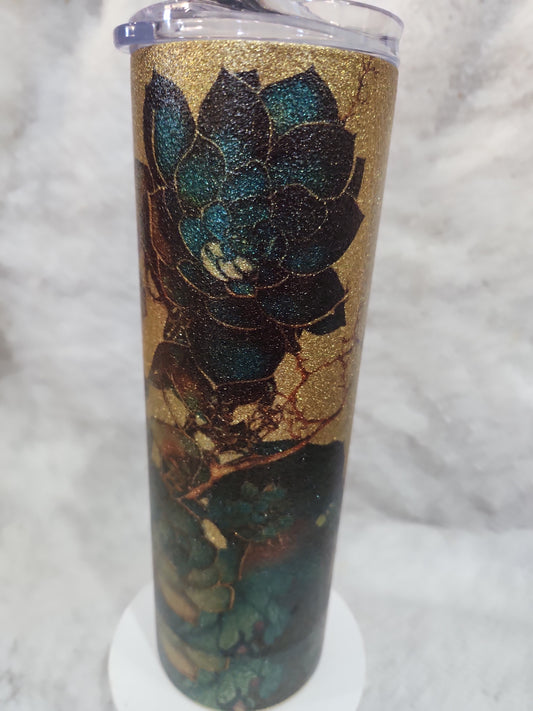 30 Oz Insulated Stainless Steel Glitter Tumbler Succulents 30su