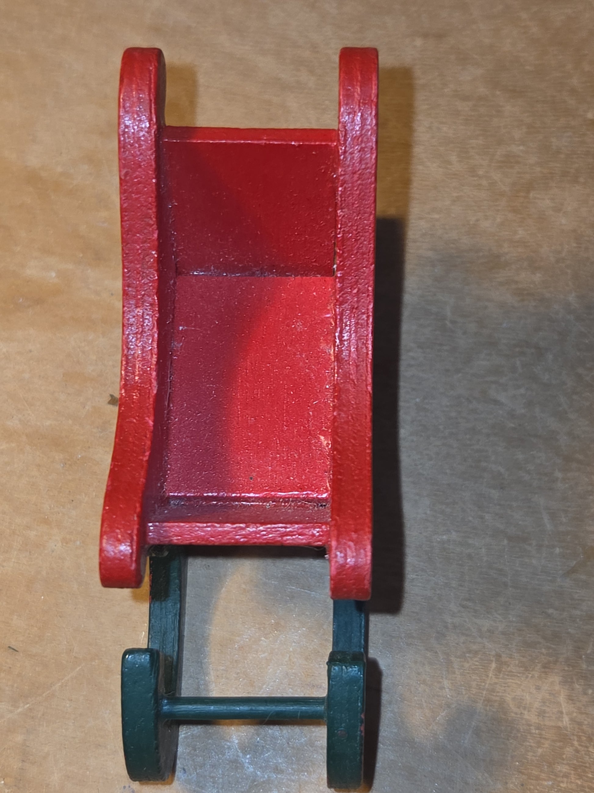 Vintage Wooden Ornament Sleigh Set of 2 AS IS MCM Kitchy