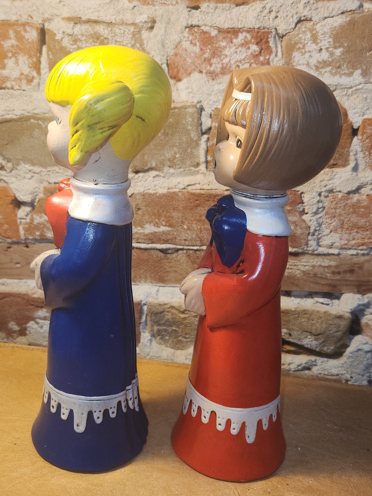 Vintage Ceramic Girl Carolers Christmas Set of 2 1970s