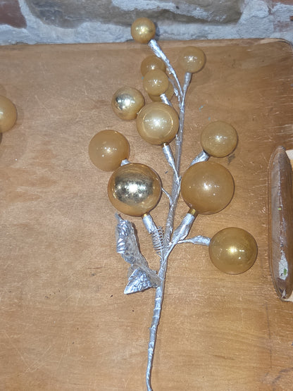 Vintage Mercury Glass Grape Clusters Picks Set of 4 mg122