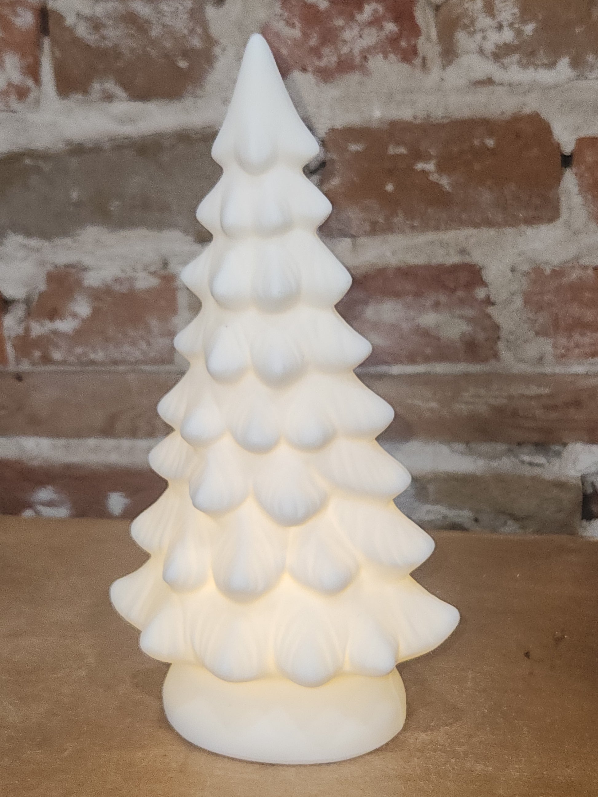 Ceramic Christmas Tree with LED light, 9.6in tall