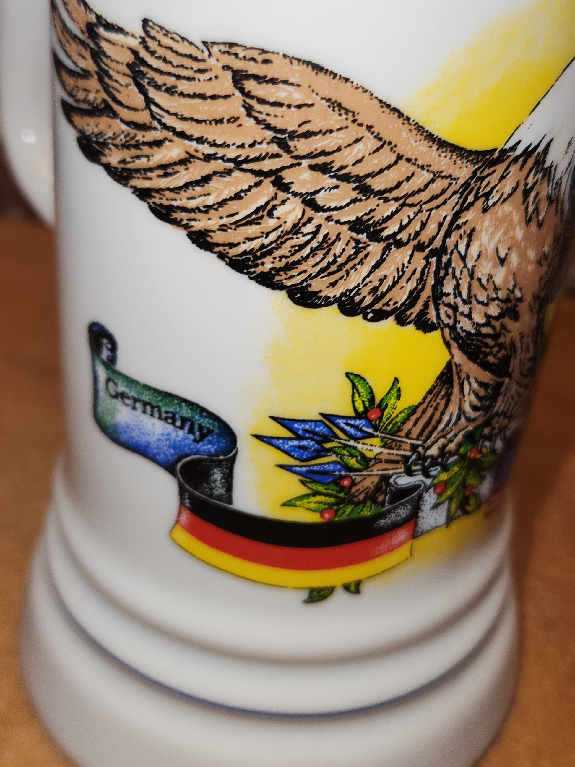 Vintage Lidded Beer Stein Eagle with German Flag United States Flag st8