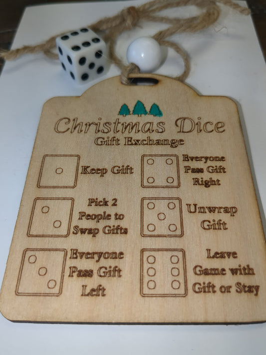 Wooden ornament Christmas dice game