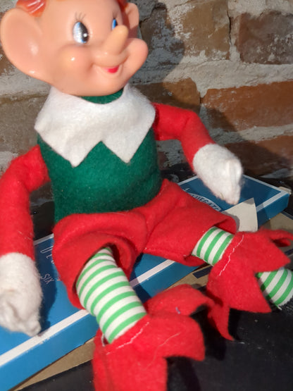 Vintage Sterling Pixie Elf shelf sitter glowing cheeks with tag p0201