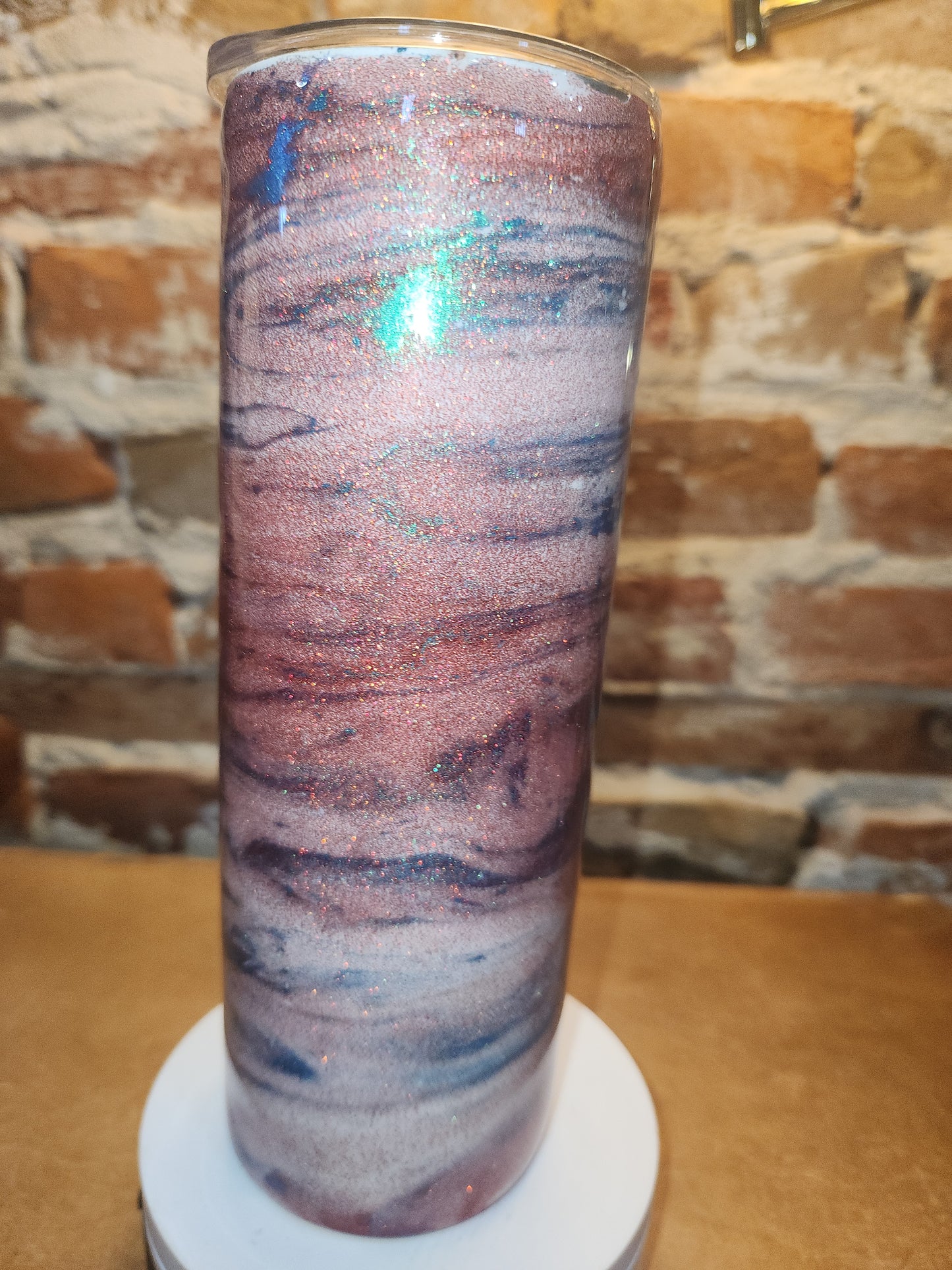 20 ounce stainless steel, Insulated, alcohol ink art Tumbler Red White Aqua AS IS CLEARANCE ai10