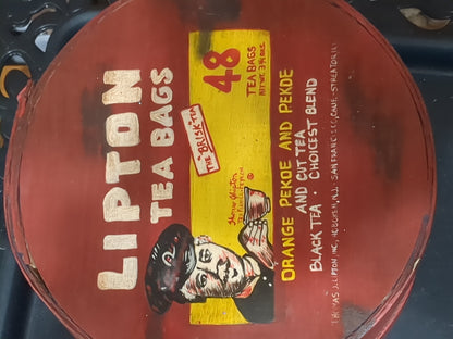 Lipton wooden tea box cheese box hand painted tin975