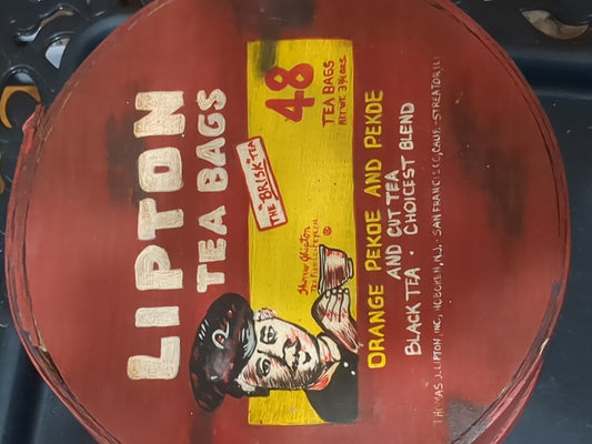 Lipton wooden tea box cheese box hand painted tin975