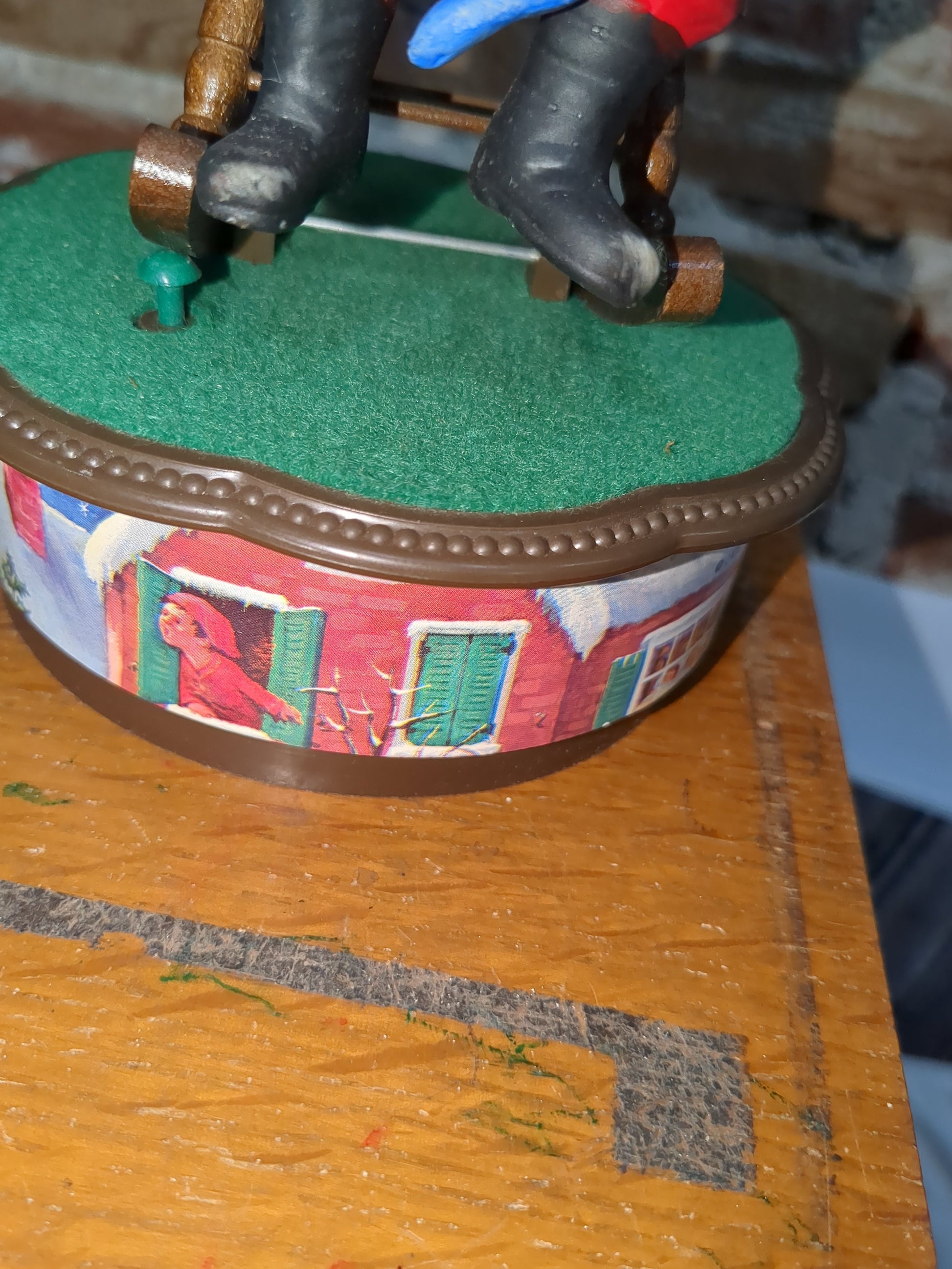 Vintage Jadco Santa and child rocking chair music box.