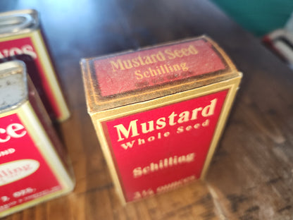 Vintage Schilling Spice Box Mustard Whole Seed, Cloves, Allspice, Cardamom Schilling Spice & Co. SAN Francisco Set of 4 sp67