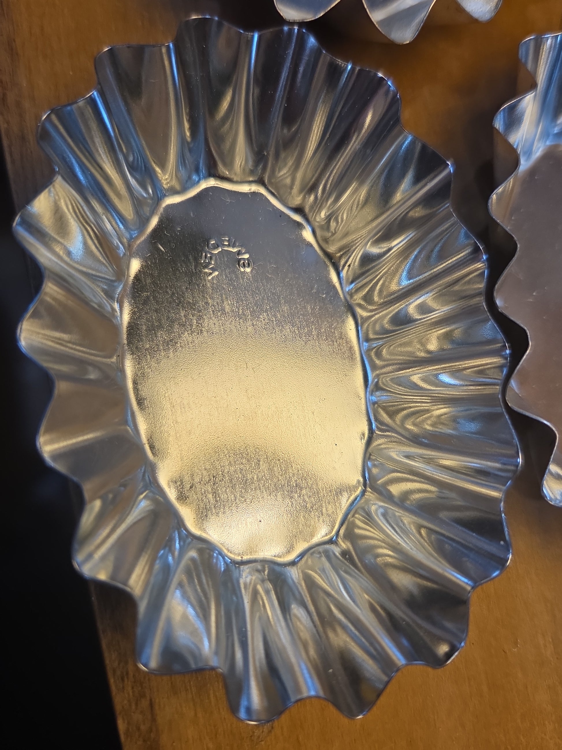 Vintage Miniature Swedish Fluted Tins Pan Chocolates Mold and Clay Molding Tool Set of 16 al99