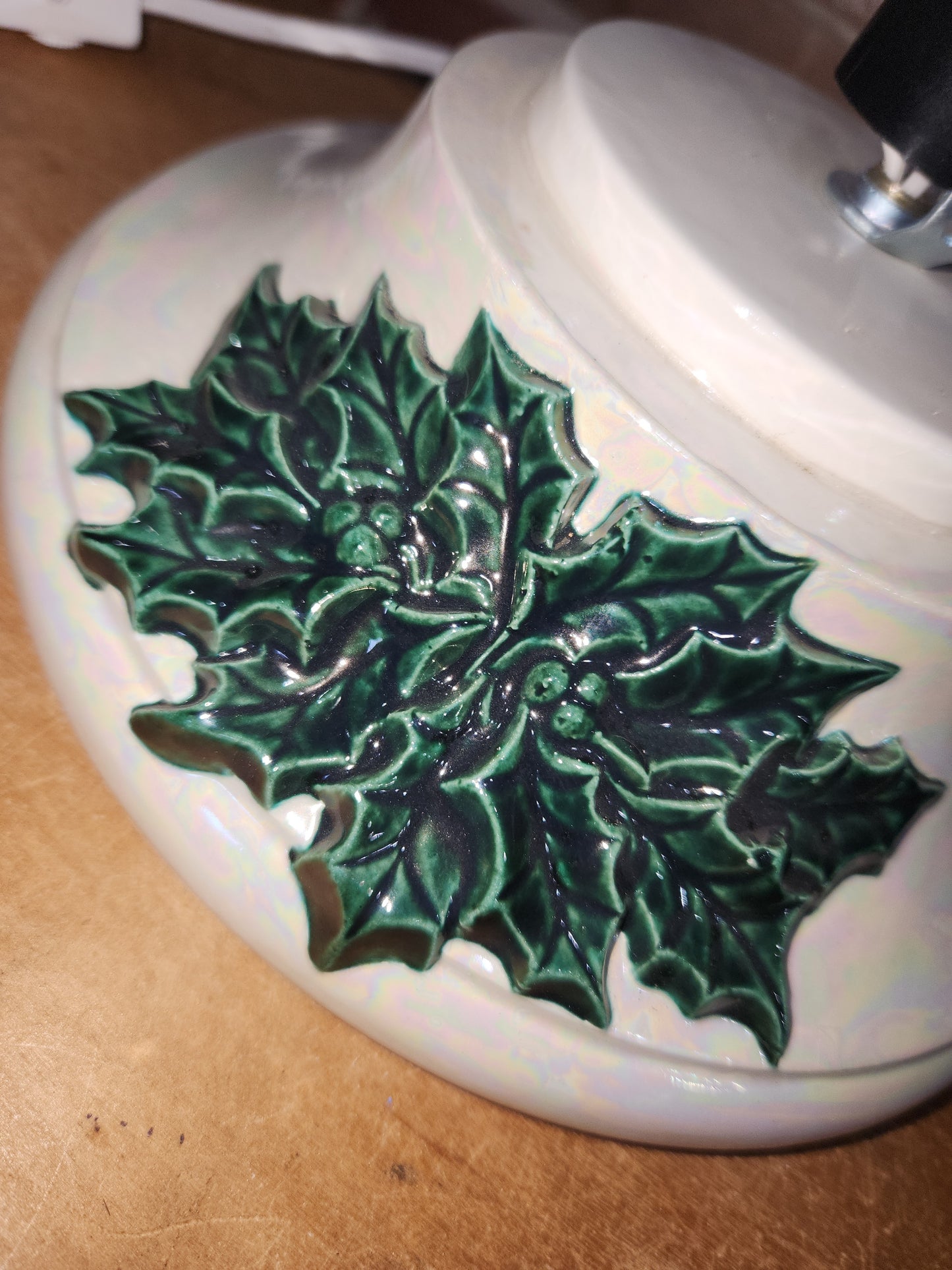 Vintage Ceramic Christmas Tree Base 1970s Iridescent Pearl NOTE: Base only