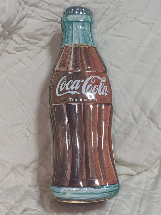Vintage 1997 Coca-Cola Coke Bottle Hinged Lid Vintage Collectible Tin Golden Harvest 13" cct8